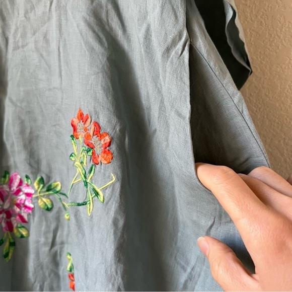 Brand new Light Blue Floral Embroidered Linen Tunic Dress, size M - Picture 7 of 16